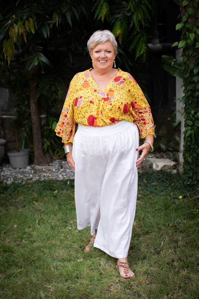 Taleeta - white linen pants -  XXL