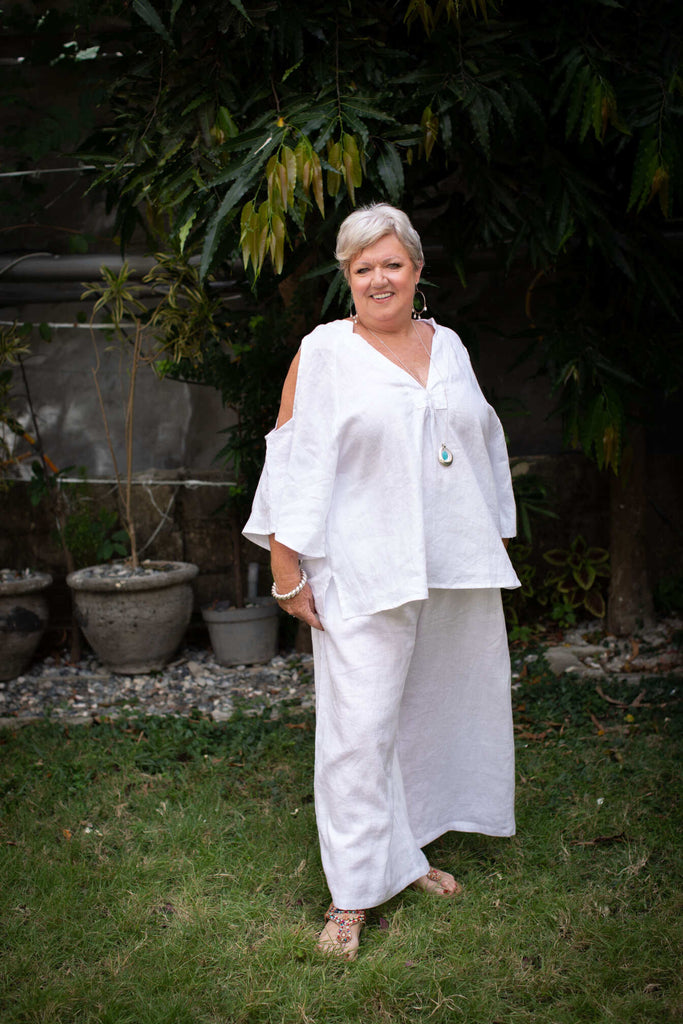 Taleeta - Tops - Boho Breeze  - White - Linen - size XXL