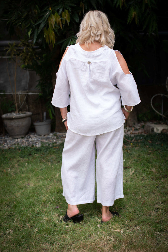 Taleeta - Tops - Boho Breeze  - White - Linen - back
