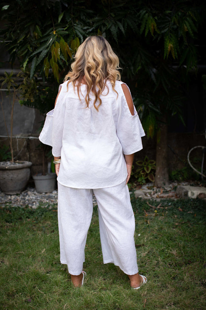 Taleeta - Tops - Boho Breeze  - White - Linen - L - back