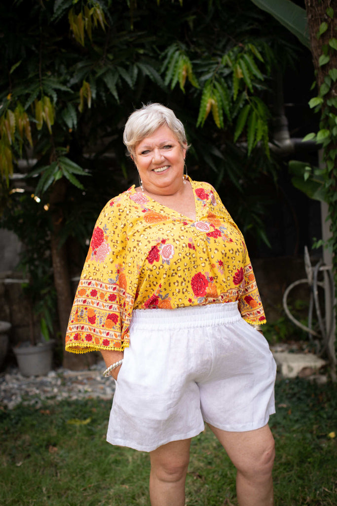 Taleeta - Shorts - Linen - White - size: XXL