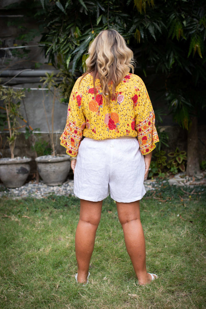 Taleeta - Shorts - Linen - White - size: L - back