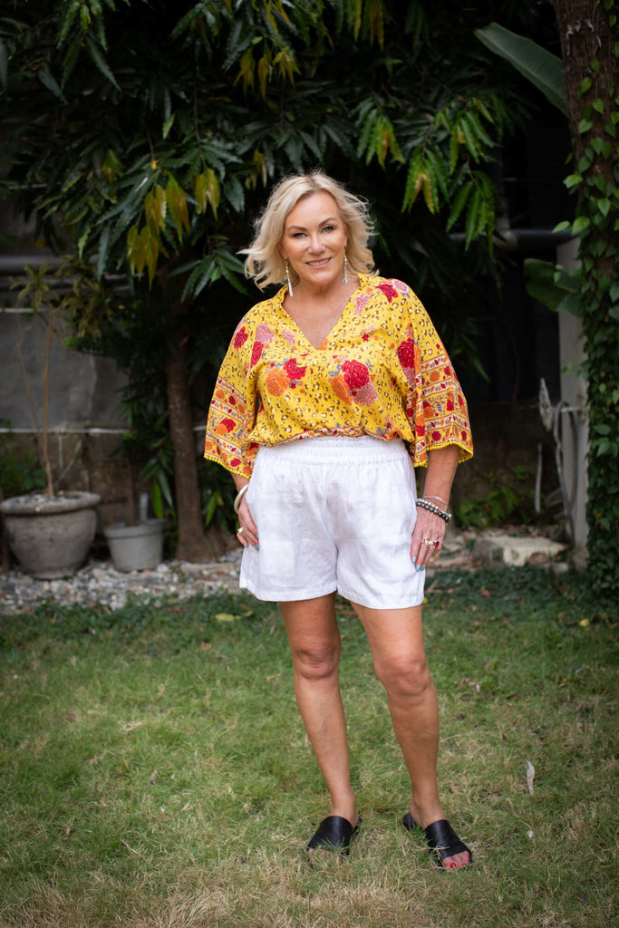 Taleeta - Shorts - Linen - White size: M