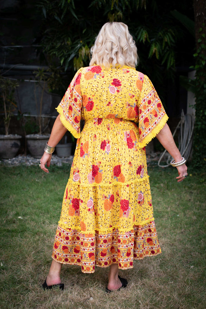 Taleeta - Dresses - Jungle Hibiscus Dress - Yellow - Back