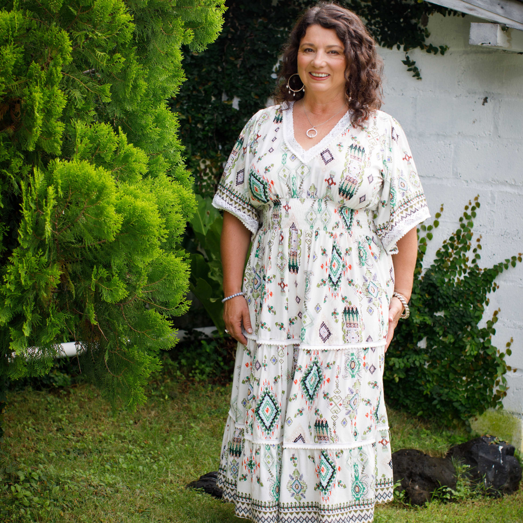 Di wearing Jungle Dress - White