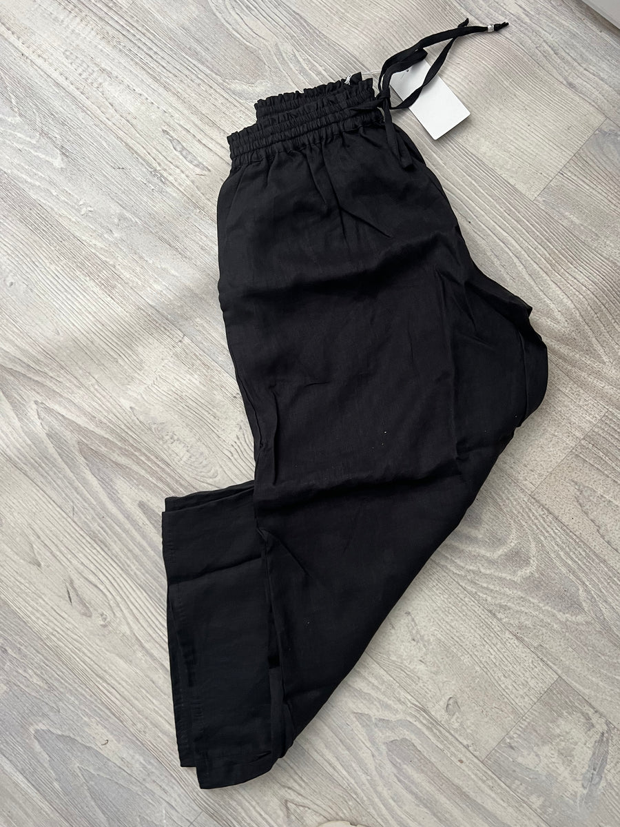 Wide Leg Linen Pants - black – Taleeta