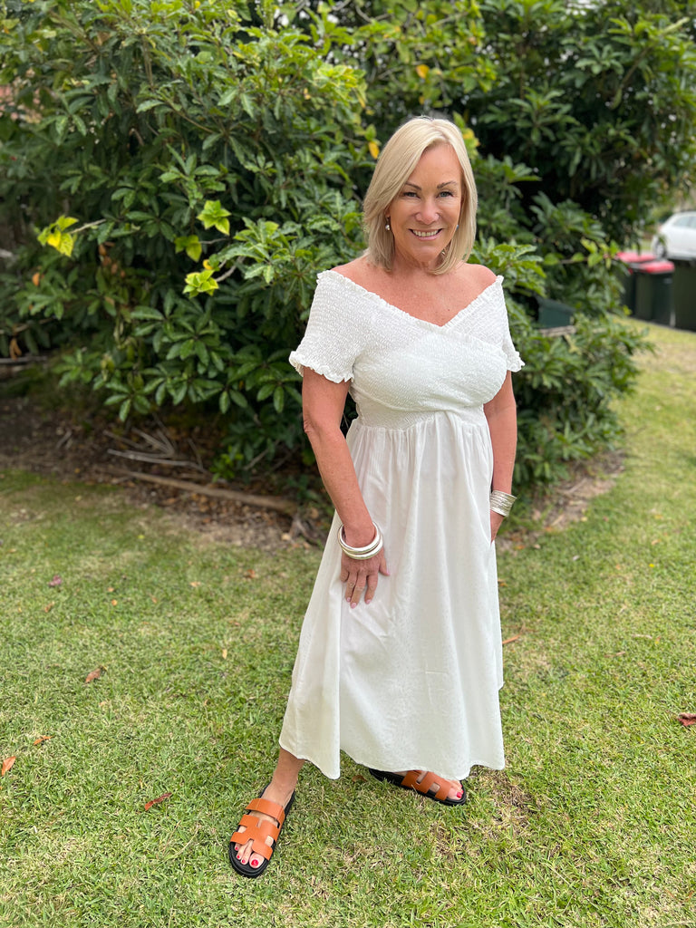 Taleeta - Dresses - Off Shoulder - White - bamboo