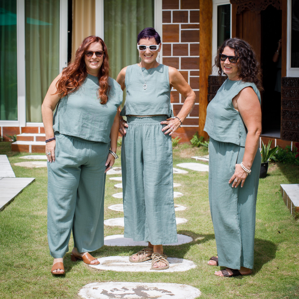 wide leg Linen pants with elastic waist and pockets - different shape and size models