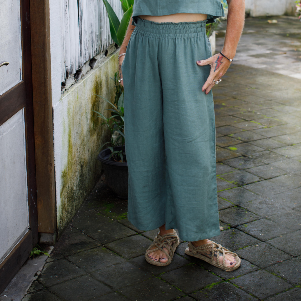 Linen pants - sage