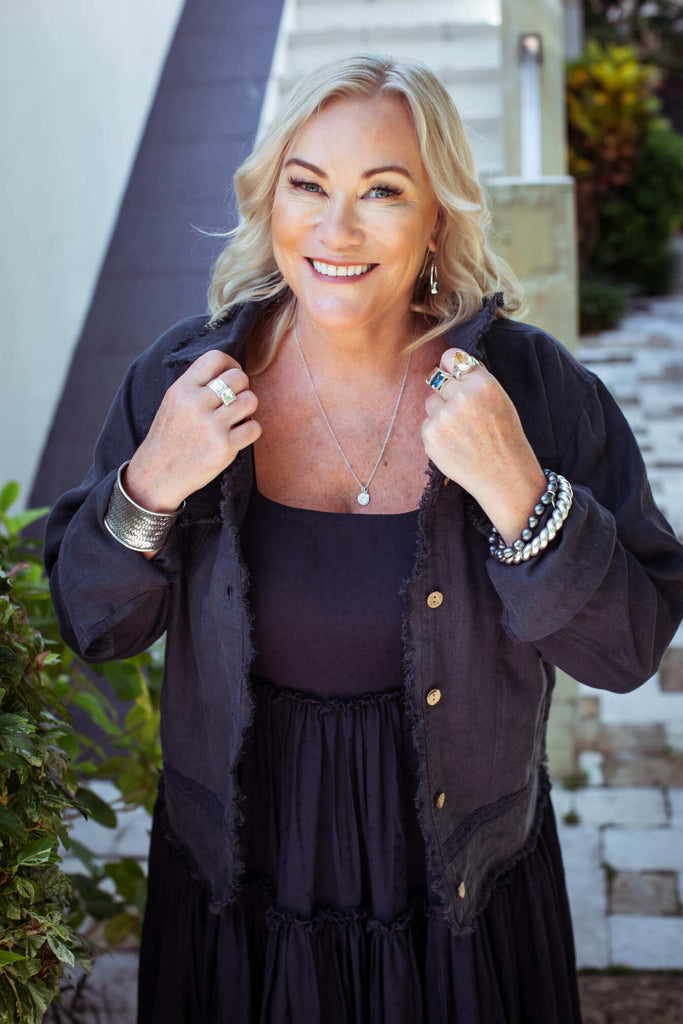 Taleeta - Indigo Jacket - Indigo Dress - Facing Front - Medium Fullshot