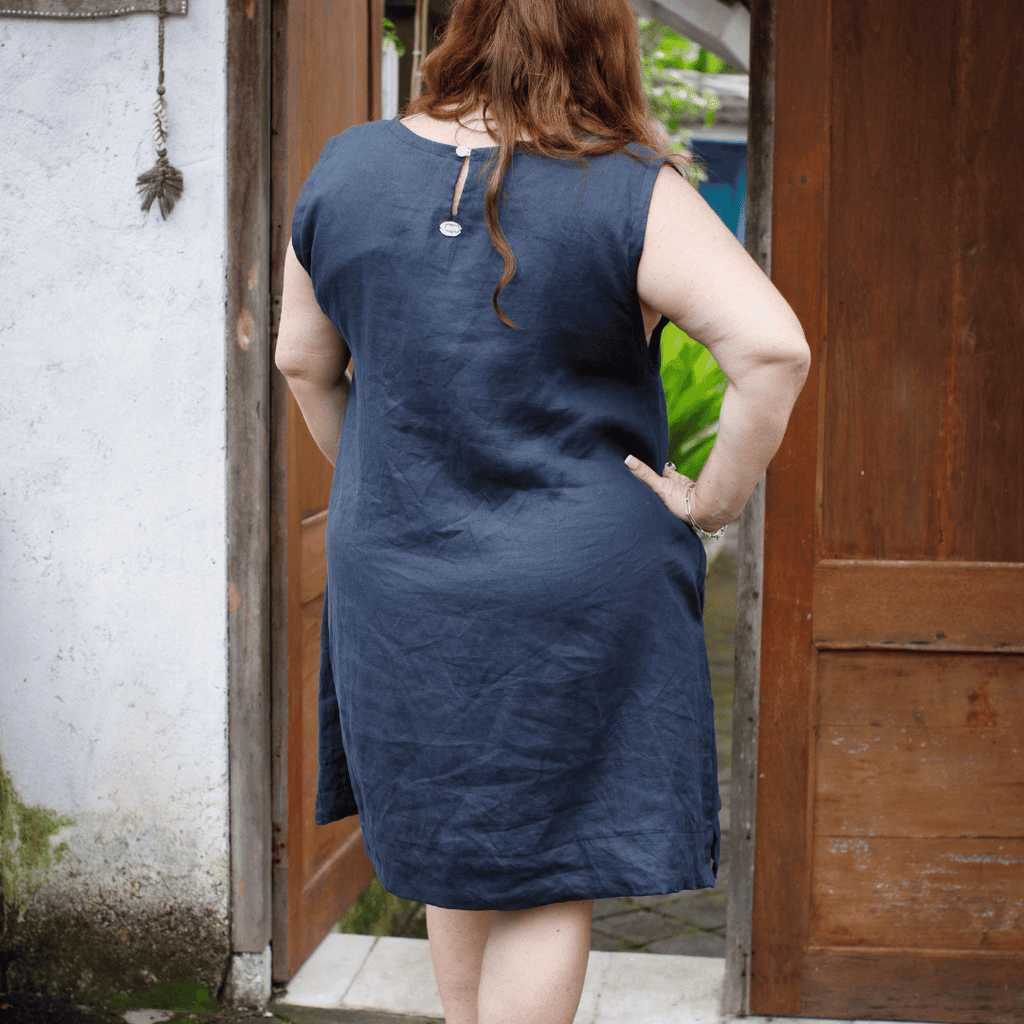 Blue linen dress - menopause - plus size