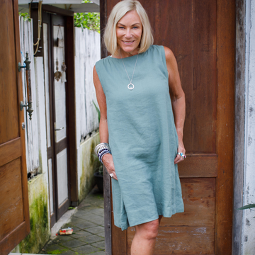 Breeze Linen Shift in sage green