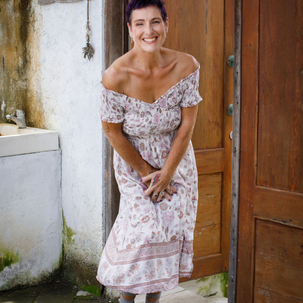 having fun in summer dress
