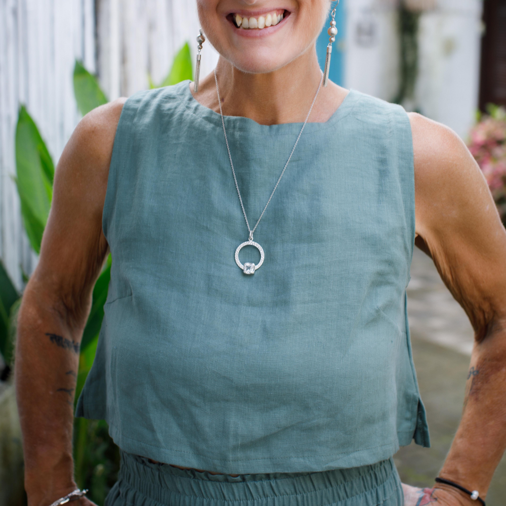 Linen sleeveless top - Sage - Taleeta
