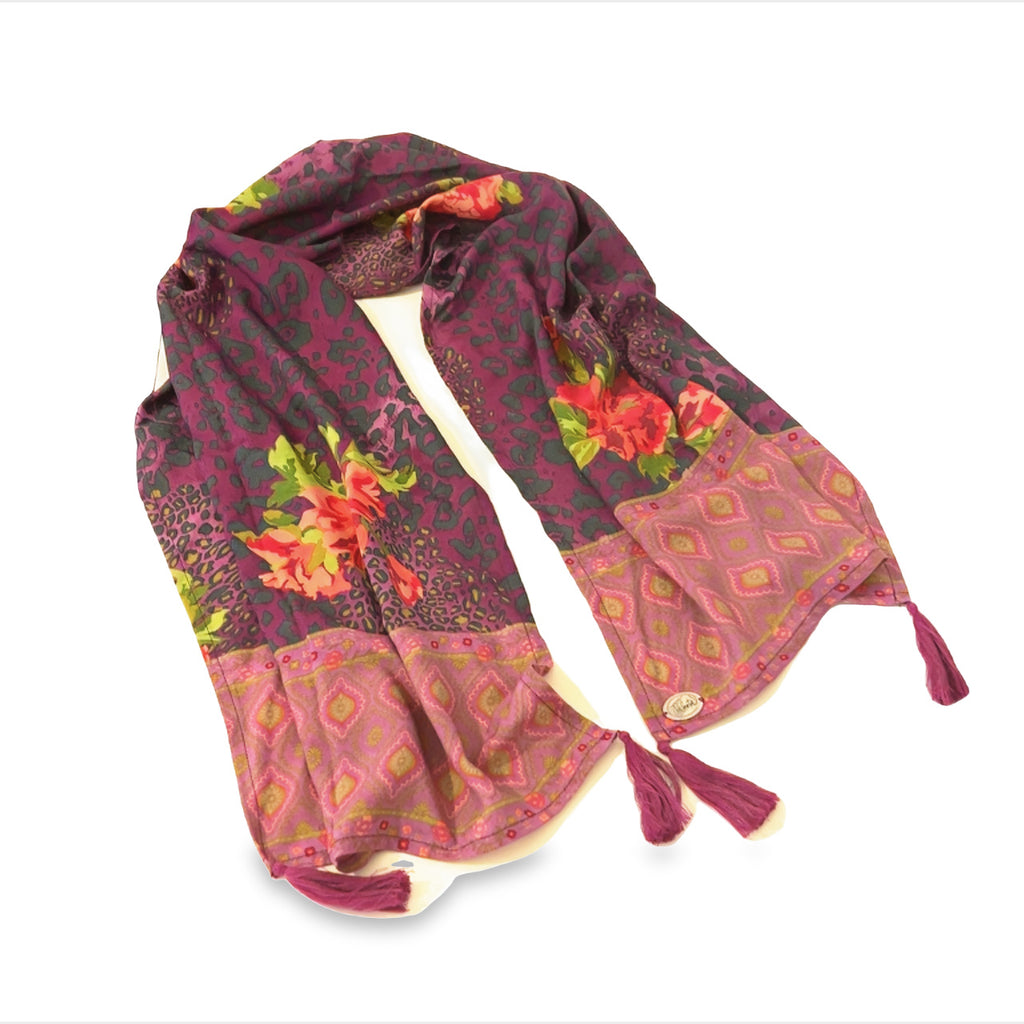 Taleeta - Jungle Hibiscus purple scarf