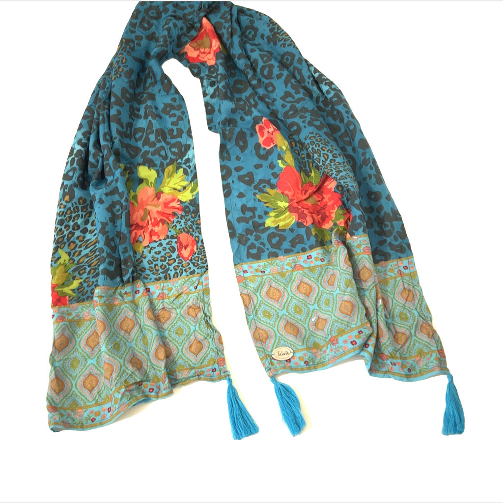 Taleeta - Scarf - Jungle Hibiscus - Blue