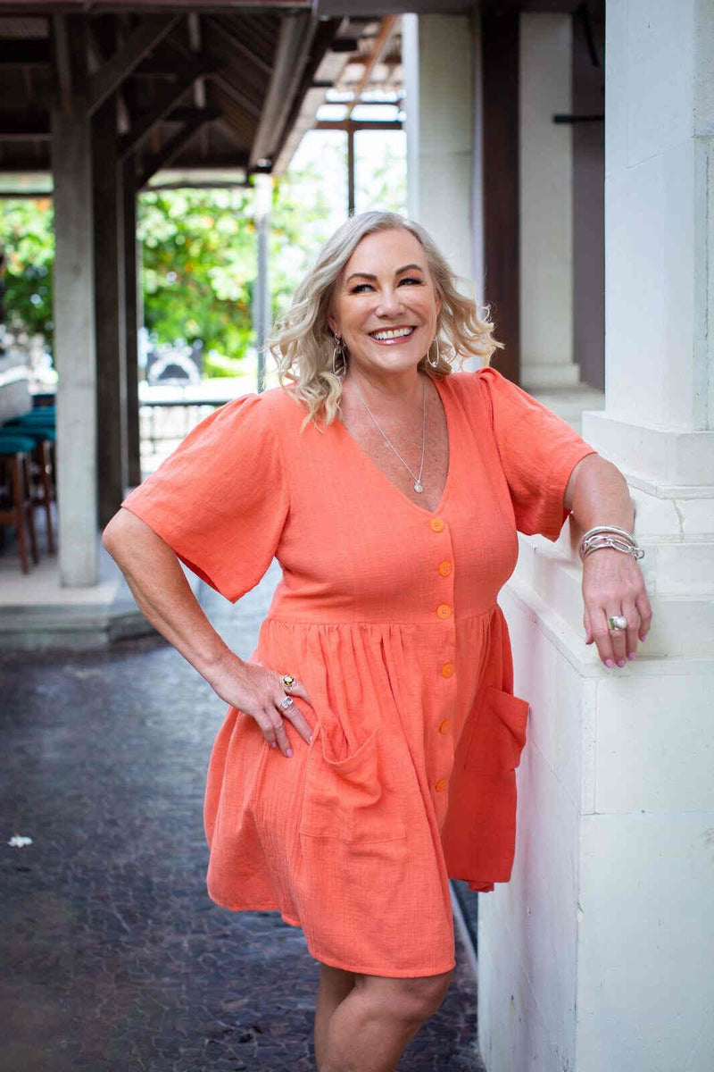 Coral babydoll Dress | Taleeta