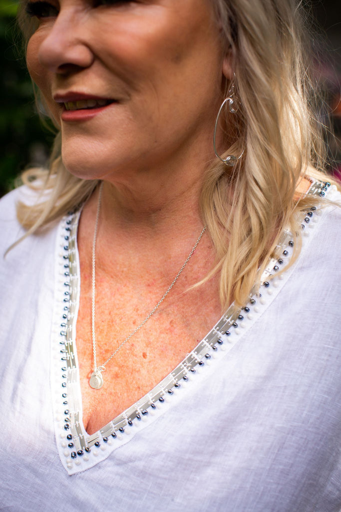 Taleeta - Linen - Tunic - White - beading