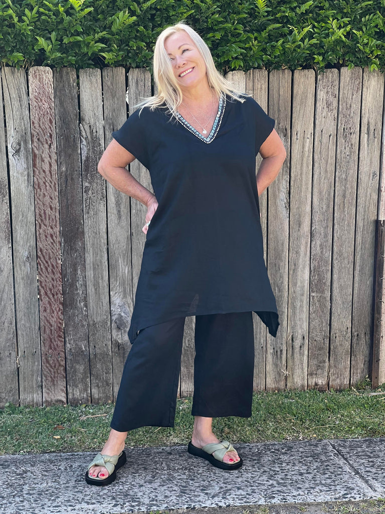 Taleeta - Linen tunic - Indigo and pants