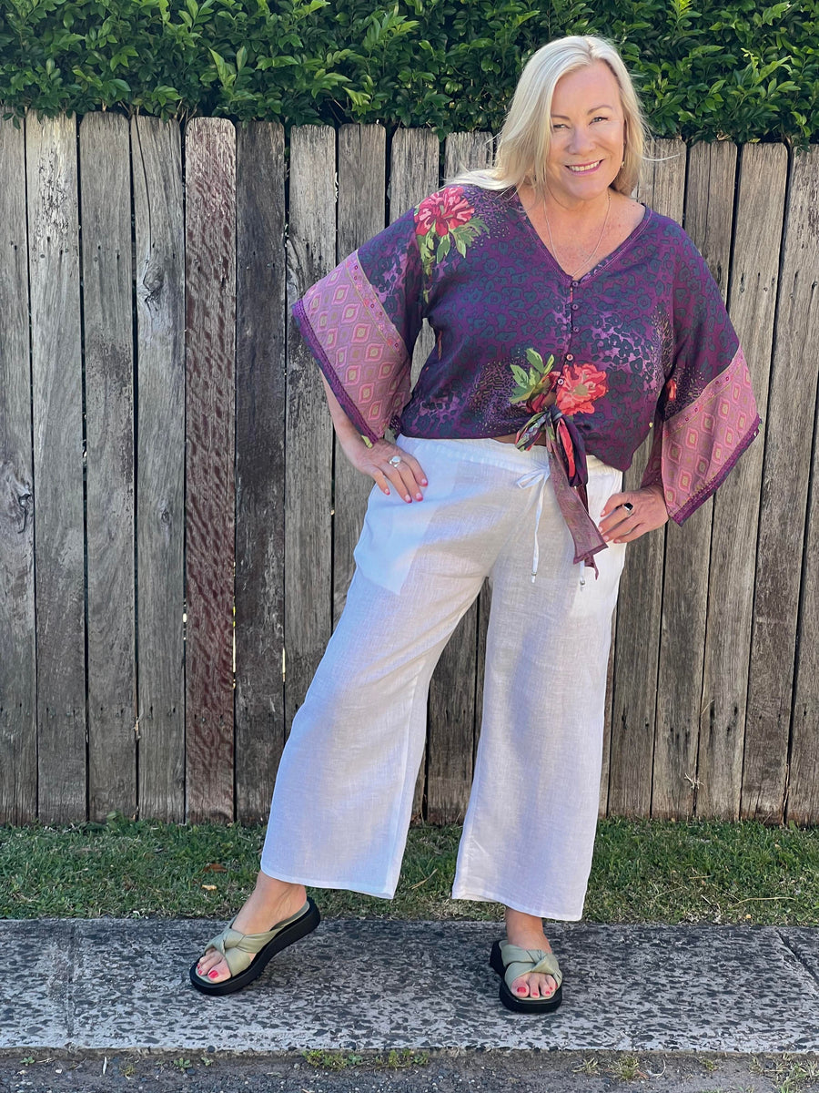 Soft Linen Pants - White - Taleeta