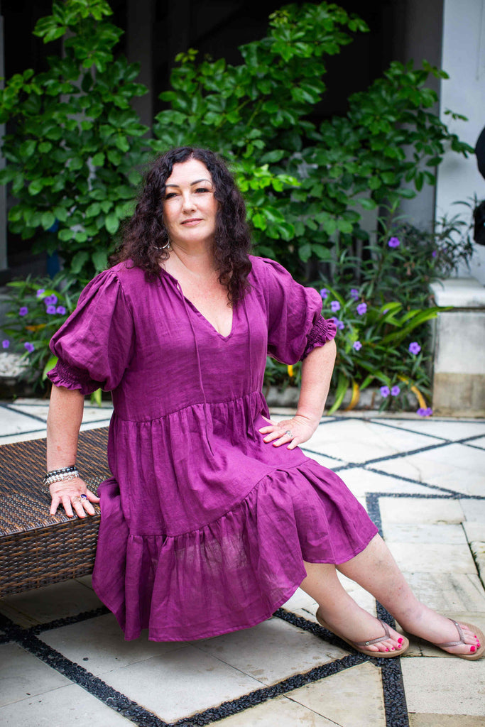 Taleeta - Linen Dress - Puff sleeve 