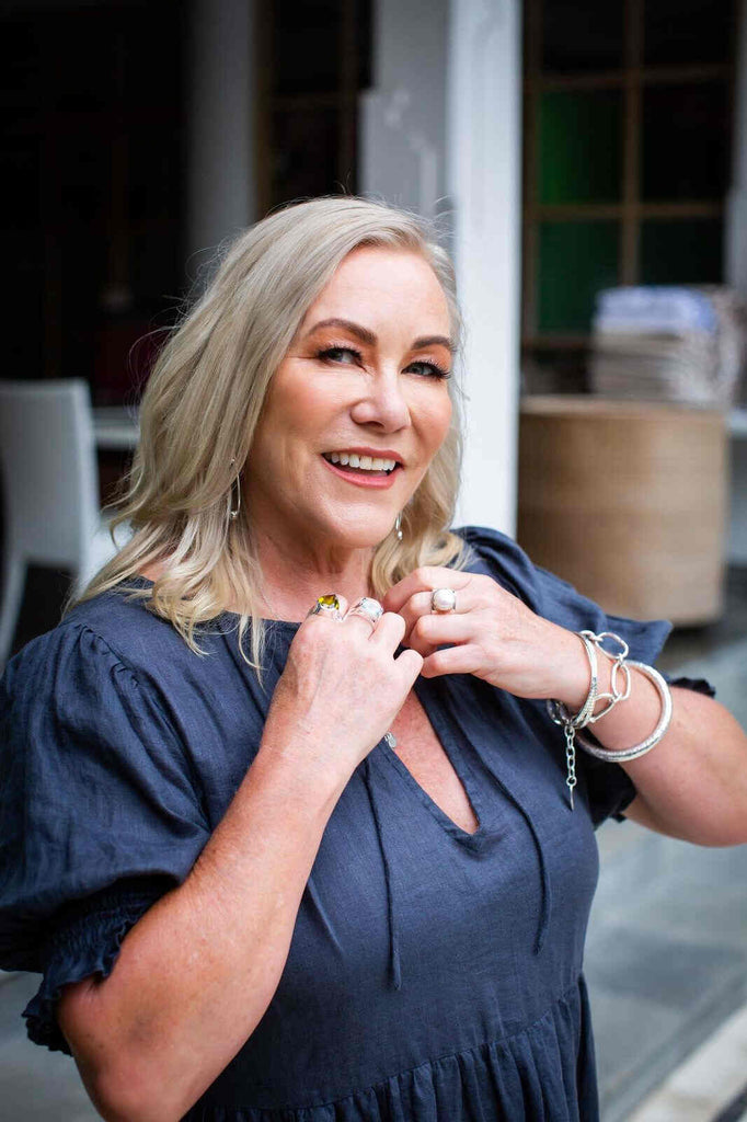 Taleeta - Linen Dress - Puff sleeve - Indigo