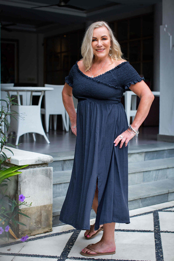 Taleeta - Dress - shirred Bodice - Off Shoulder