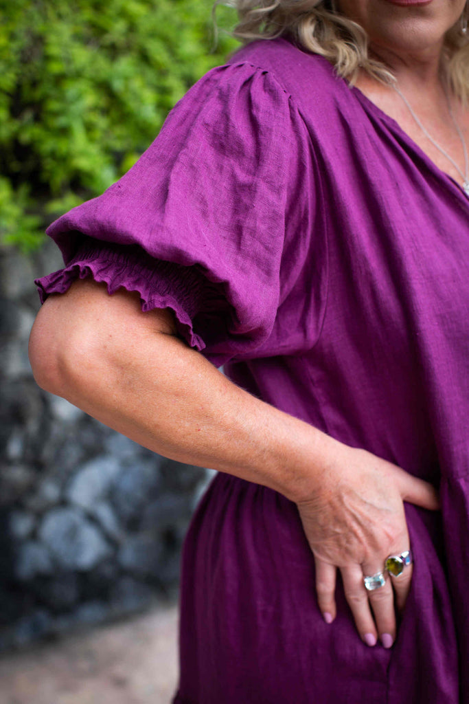 Taleeta - Linen Dress - Puff sleeve 