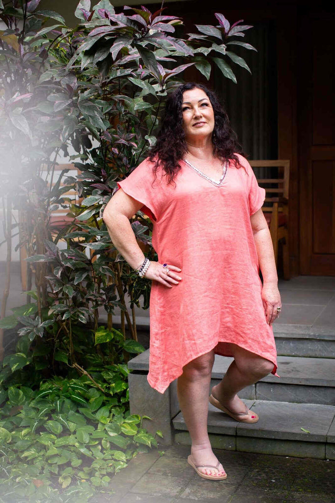 Taleeta - Linen tunic - coral