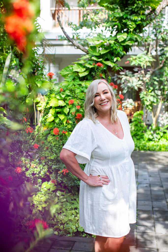 Taleeta - Dress - babydoll - white - side