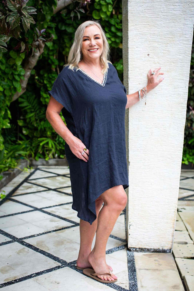 Taleeta - Linen tunic - Indigo - side