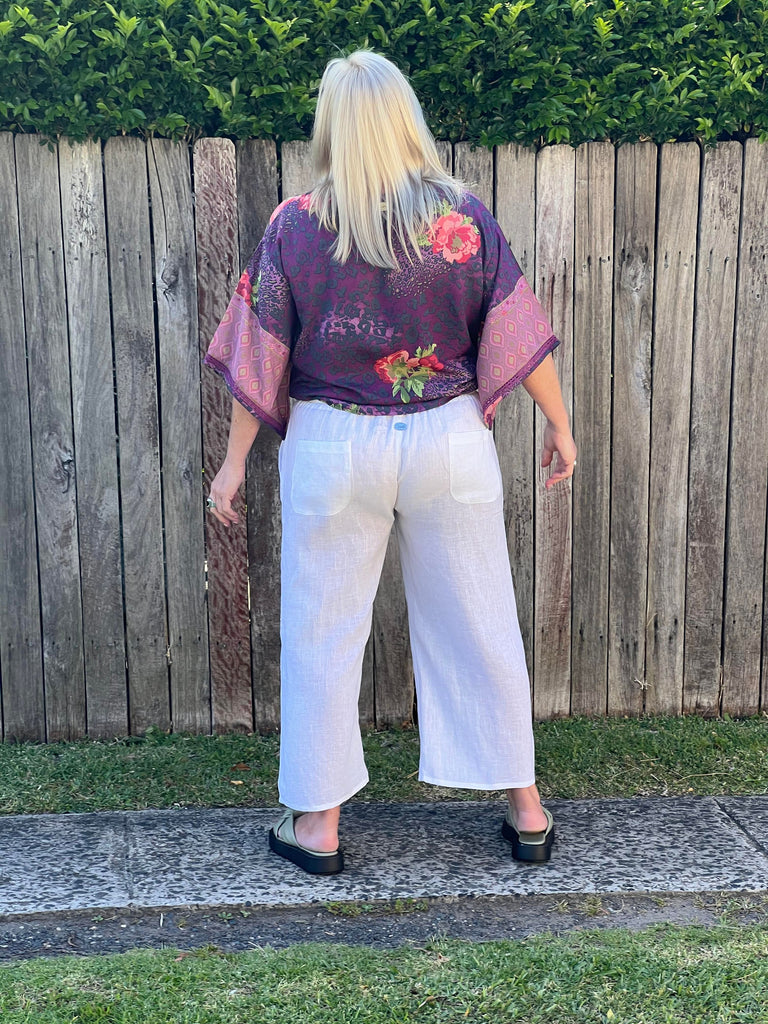 Taleeta - pants - linen - white - back